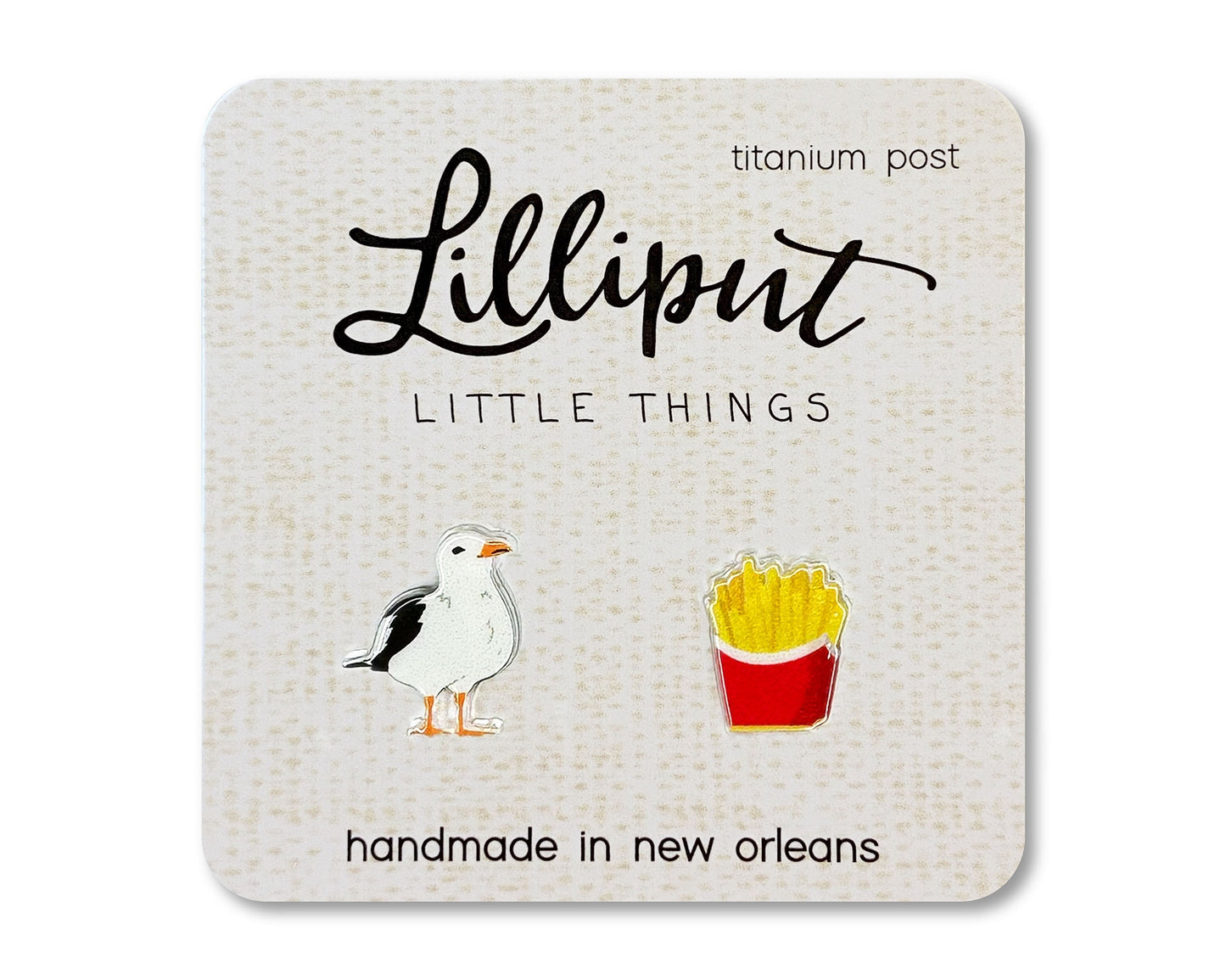 Seagull and Fries Earrings // Funny Earrings // Quirky Earrings // Novelty Earrings // Summer Earrings // Mismatched Earrings