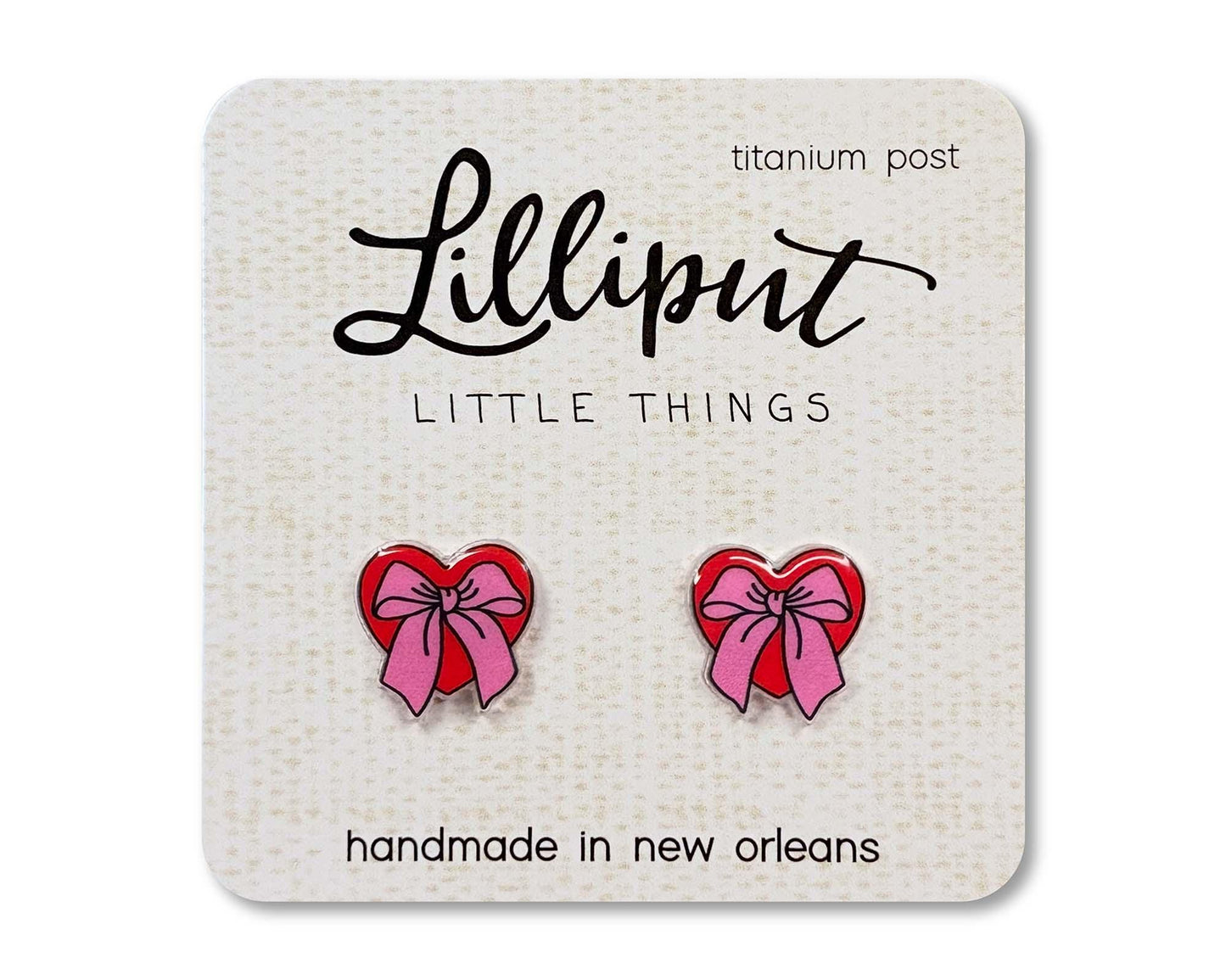 Bow Heart Earrings // Valentines Earrings // Easter Earrings // Easter Basket Gift // Valentine Gift