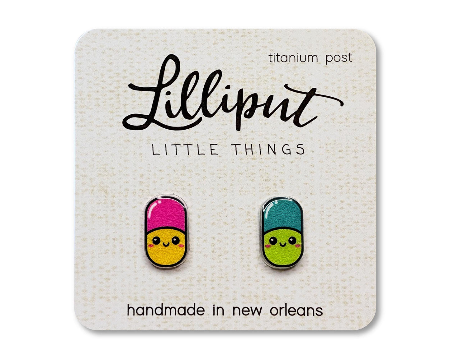 Happy Pill Earrings // Kawaii Pill Earrings // Fun Earrings // Quirky Earrings // Pharmacy Gift // Nurse Gift // Healthcare Gift