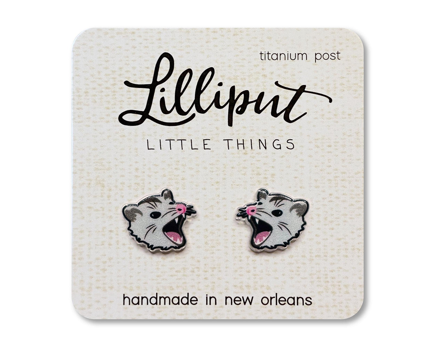 Possum Earrings // Opossum Earrings // Weirdcore Earrings // Quirky Earrings // Fun Earrings // Animal Earrings // Possum Jewelry