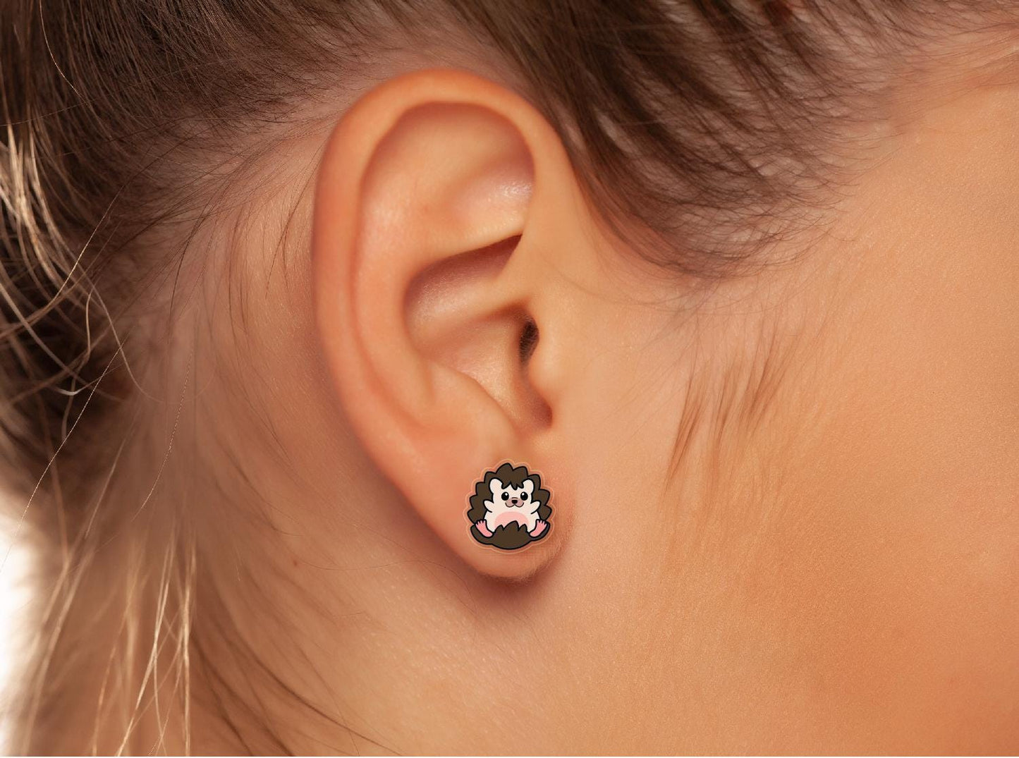 Hedgehog Earrings // Kawaii Hedgehog Studs // Quirky Animal Earrings // Animal Lover Gift // Childrens Earrings // Little Girl Gift