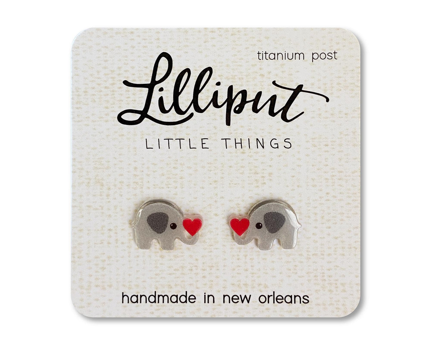 Cute Elephant with Heart Earrings