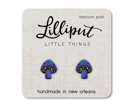 Cosmic Mushroom Earrings // Magic Mushroom Studs // Mushroom Jewelry // Funky Gift