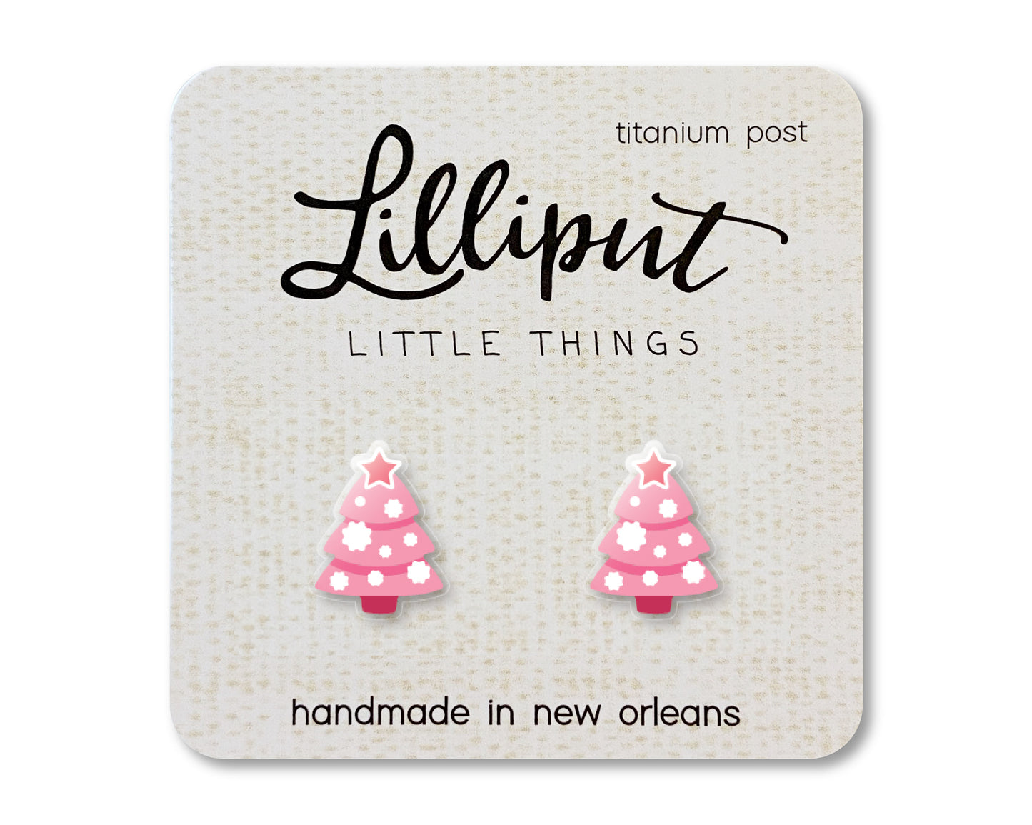 LIMITED - Pink Christmas Tree Earrings