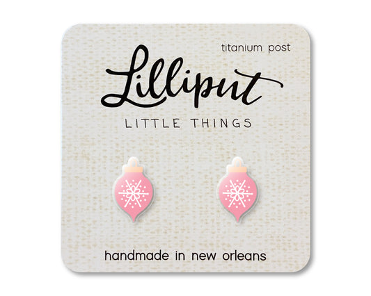 LIMITED - Pink Christmas Ornament Earrings