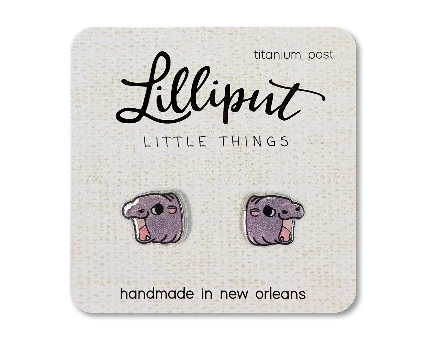 Baby Hippo Earrings // Moo Deng Earrings // Pygmy Hippo Earrings // Cute Earrings // Earrings for Kids // Funny Earrings