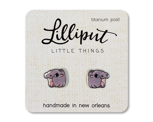 Baby Hippo Earrings // Moo Deng Earrings // Pygmy Hippo Earrings // Cute Earrings // Earrings for Kids // Funny Earrings