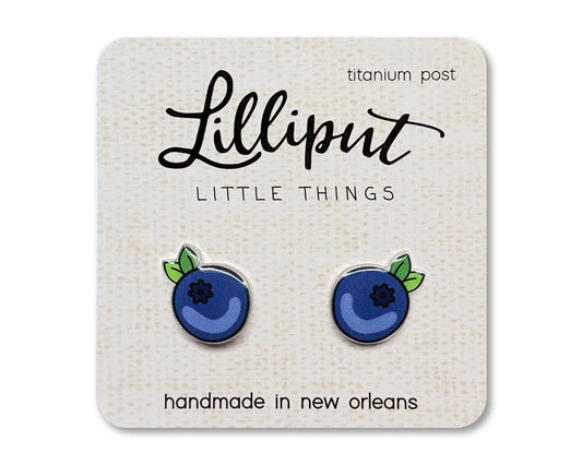 Blueberry Earrings // Blueberry Acrylic Titanium Studs // Fruit Earrings // Summer Earrings // Lilliput Earrings // Unique Earrings
