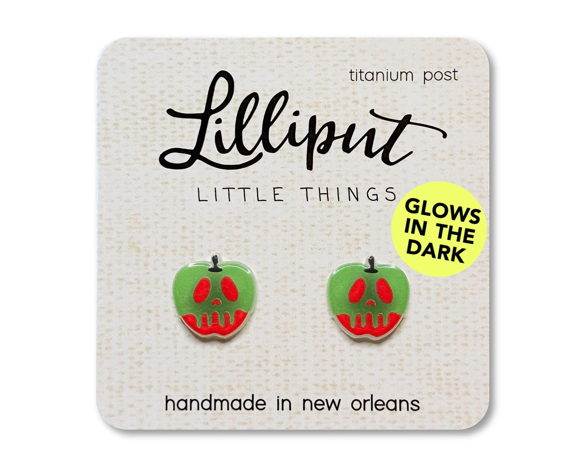 Poison Apple Earrings - Glow In The Dark Halloween Earrings // Titanium Post Earrings