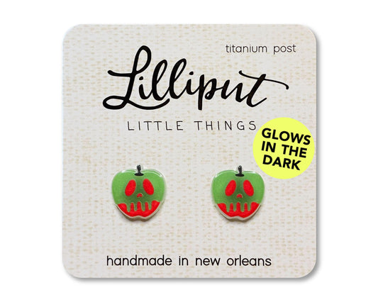 Poison Apple Earrings - Glow In The Dark Halloween Earrings // Titanium Post Earrings