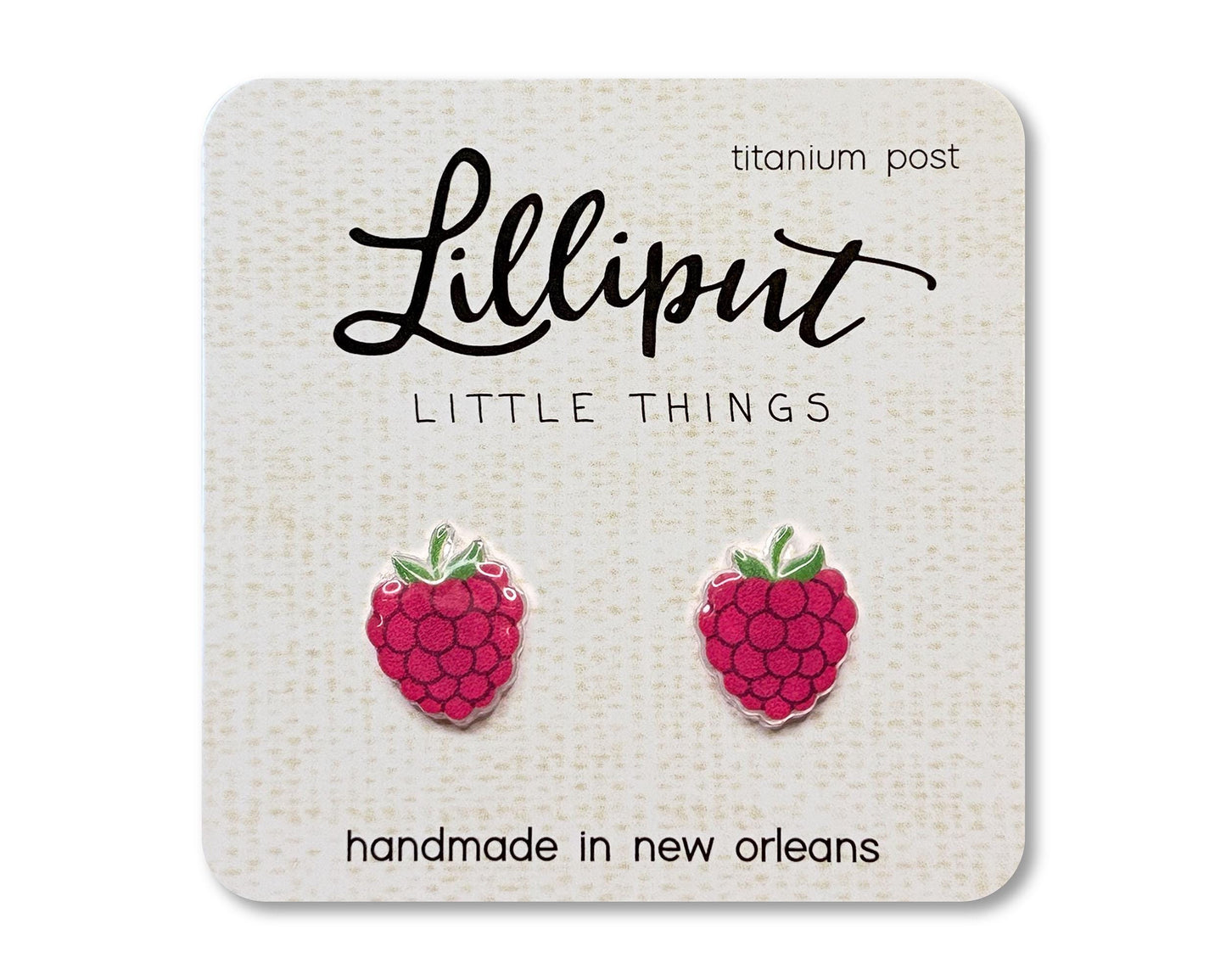 Raspberry Earrings // Raspberry Studs // Raspberry Acrylic Stud Earrings with Titanium Post for Sensitive Ears // Nickel Free Earrings