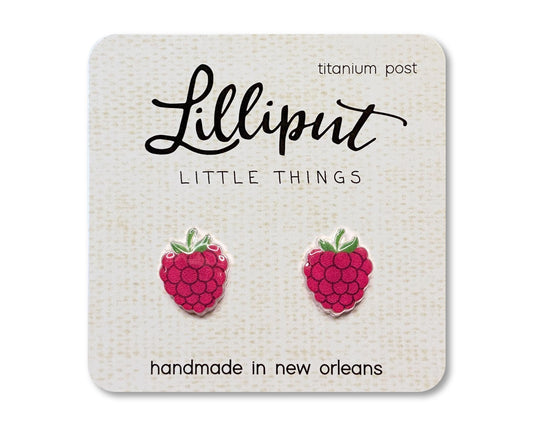 Raspberry Earrings // Raspberry Studs // Raspberry Acrylic Stud Earrings with Titanium Post for Sensitive Ears // Nickel Free Earrings