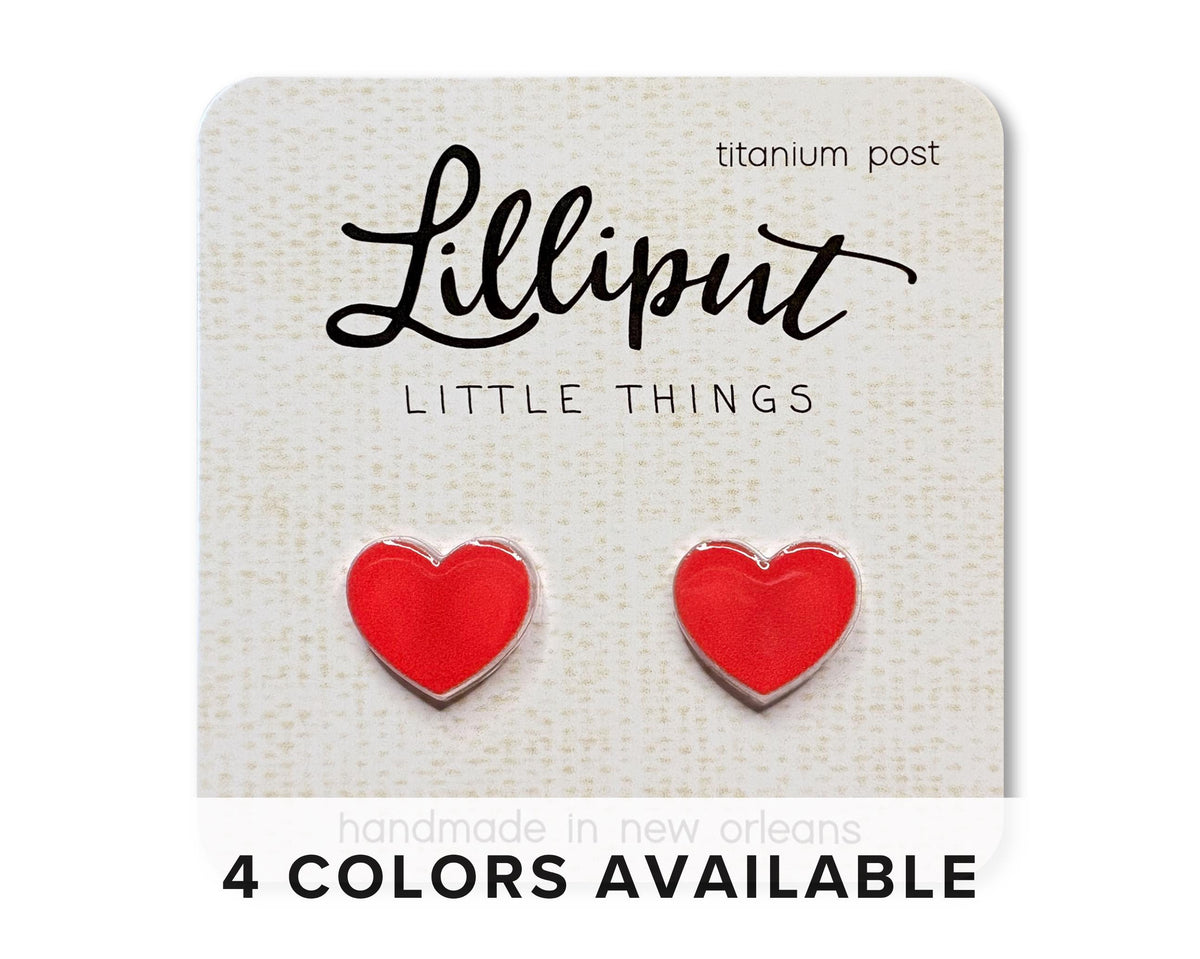 Acrylic Heart Earrings // Red / Pink / Purple // Titanium Earrings, Hypoallergenic, Nickel Free, Waterproof