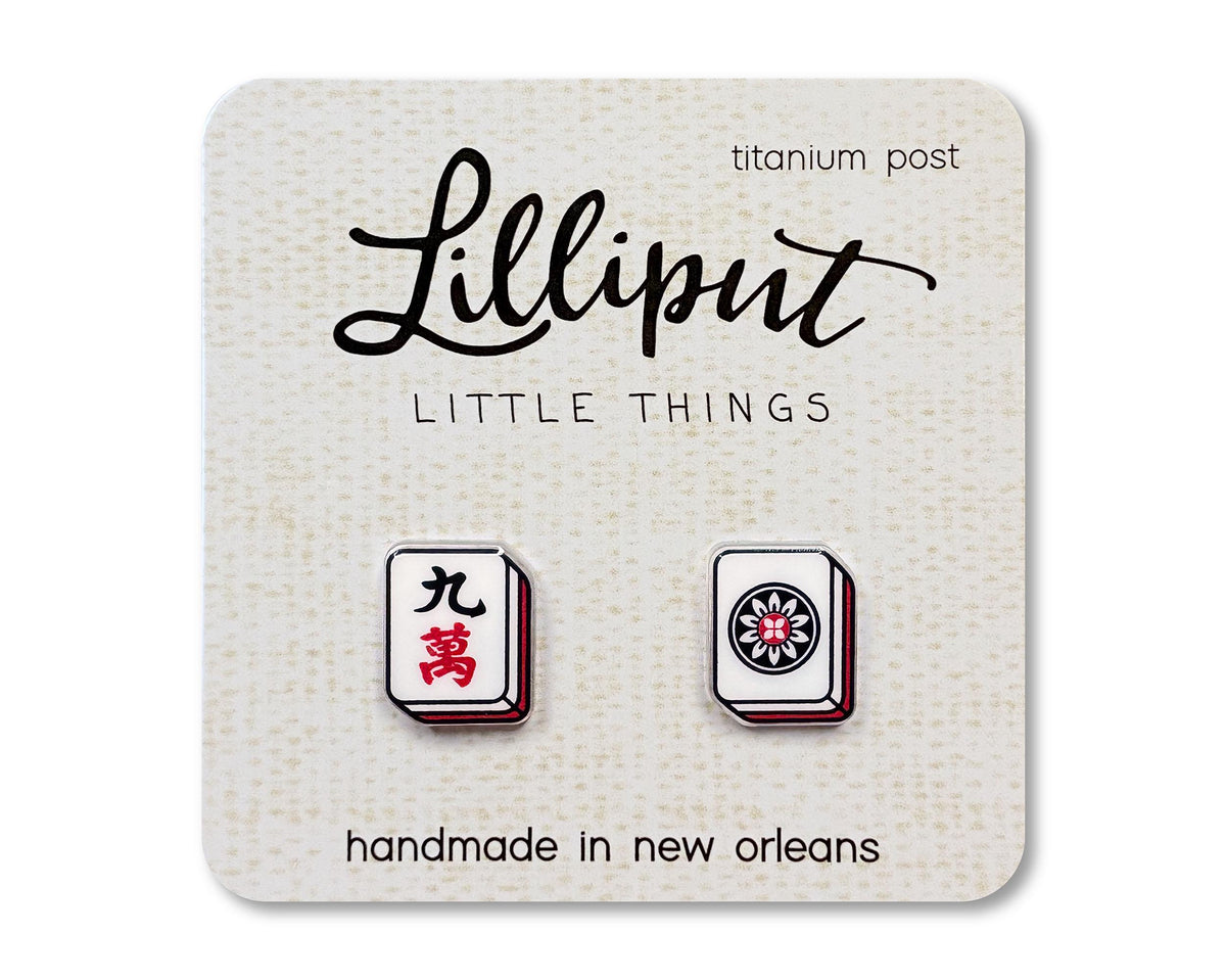 Mahjong Earrings // Acrylic Mahjong Studs