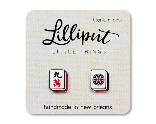 Mahjong Earrings // Acrylic Mahjong Studs