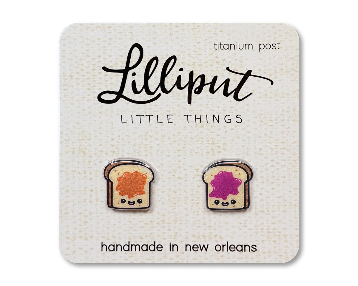Kawaii PB & J Earrings // Peanut Butter Jelly Miniature Food Earrings