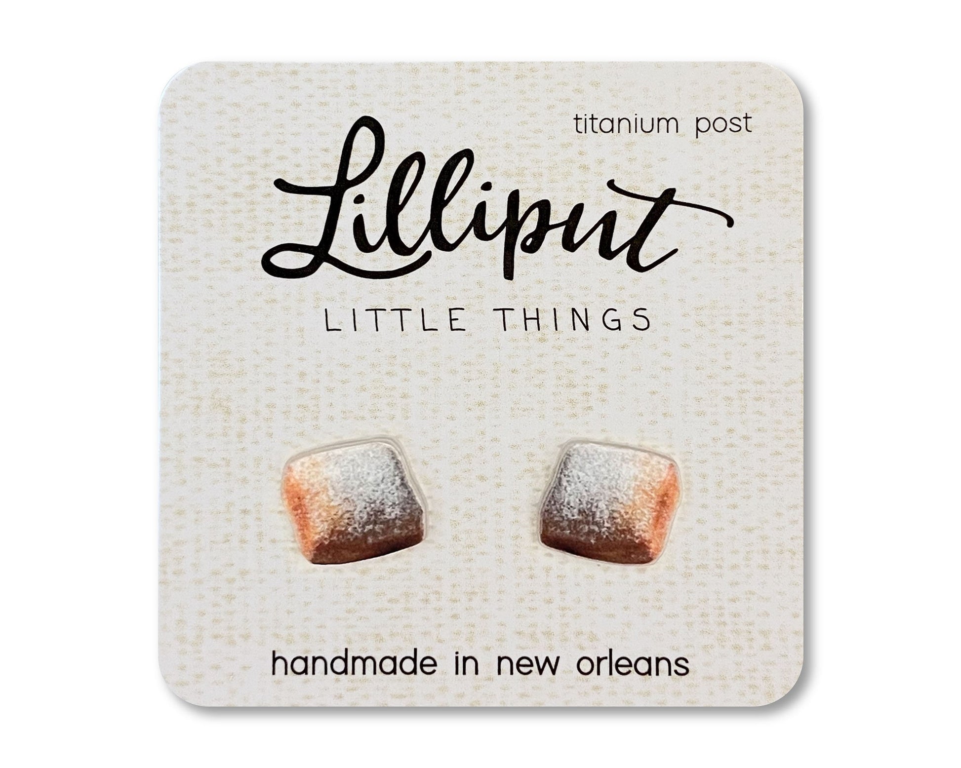 Beignet Earrings // New Orleans Earrings // NOLA Gift // Miniature Food